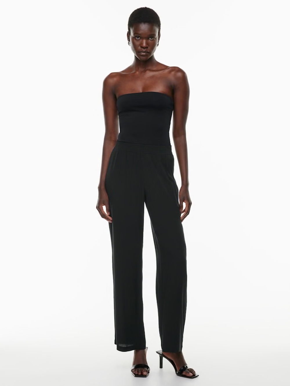 Aritzia Babaton Tribute Mid-rise crinkle-texture pants Size S Black